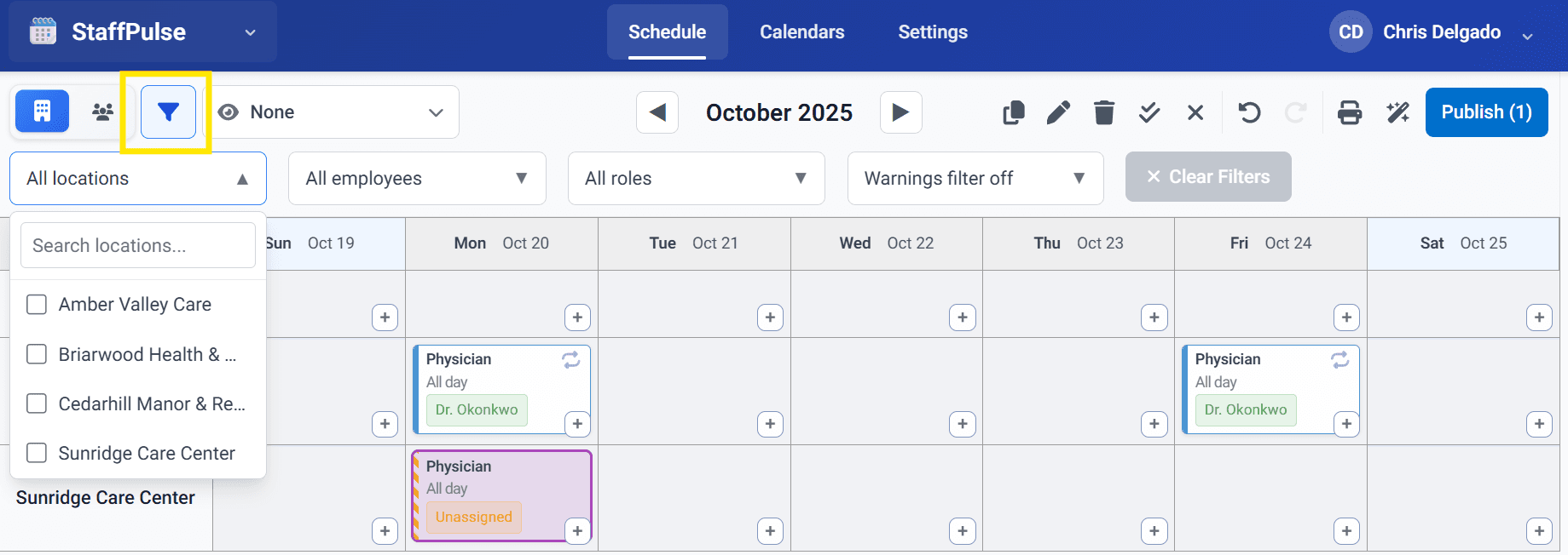 Quick filters expanded