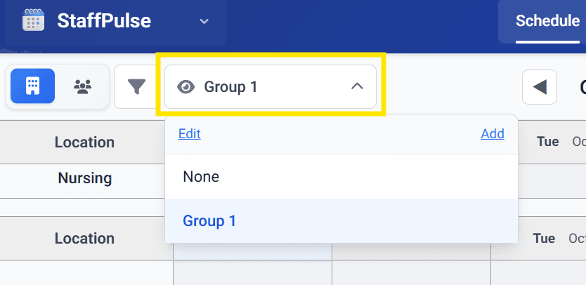 View selector dropdown