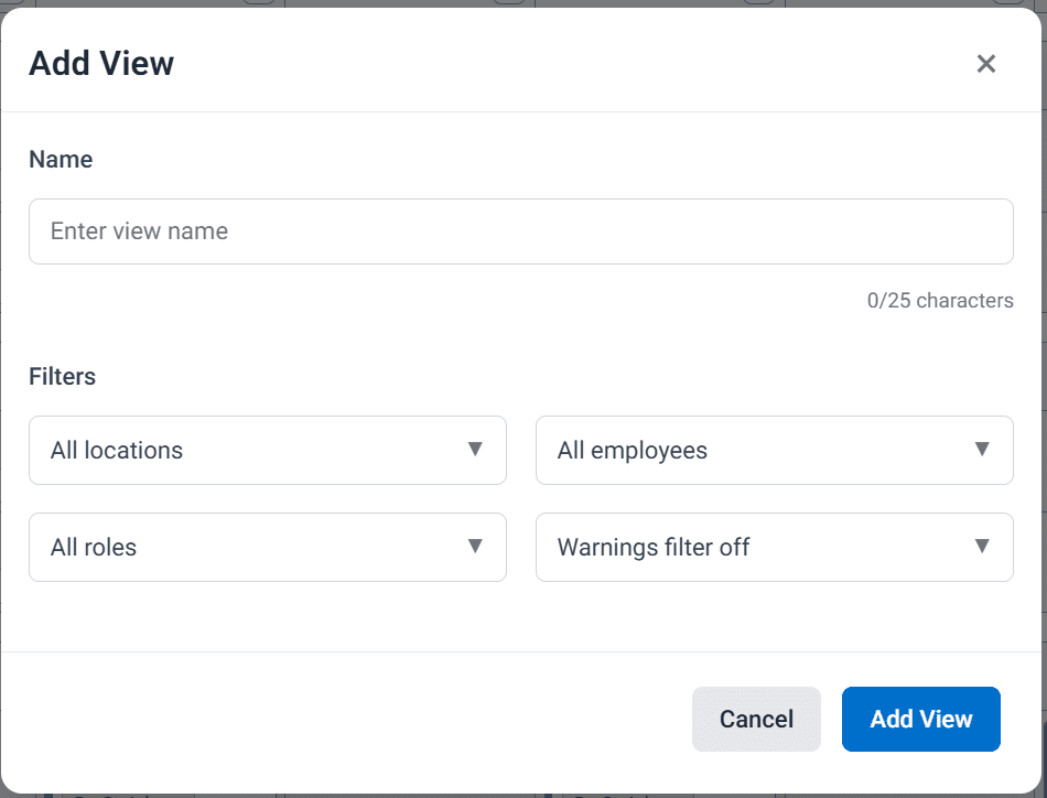 Add View dialog