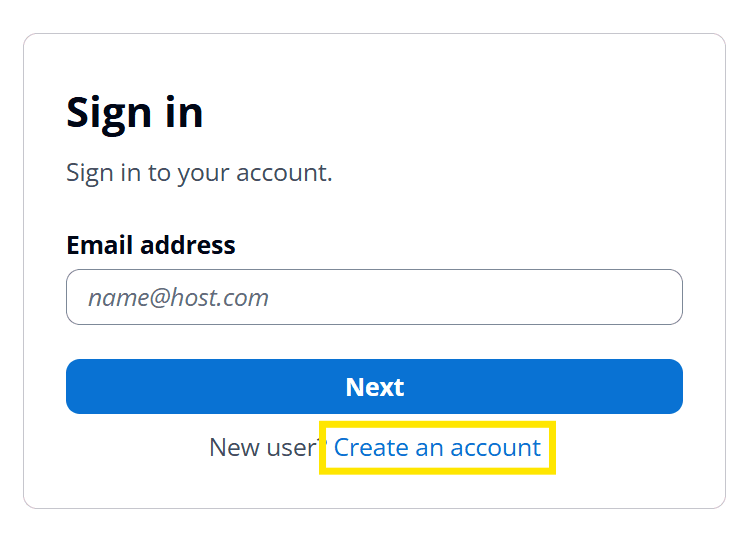 Sign in page