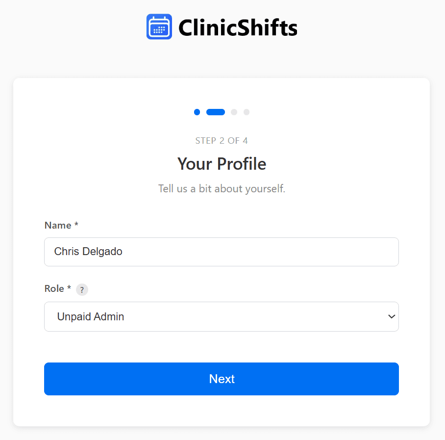 Your profile step