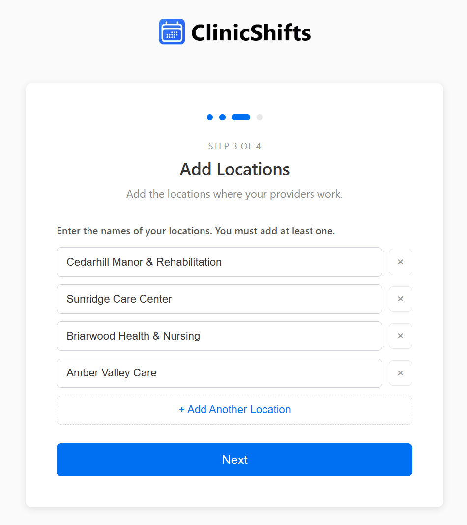 Add locations step