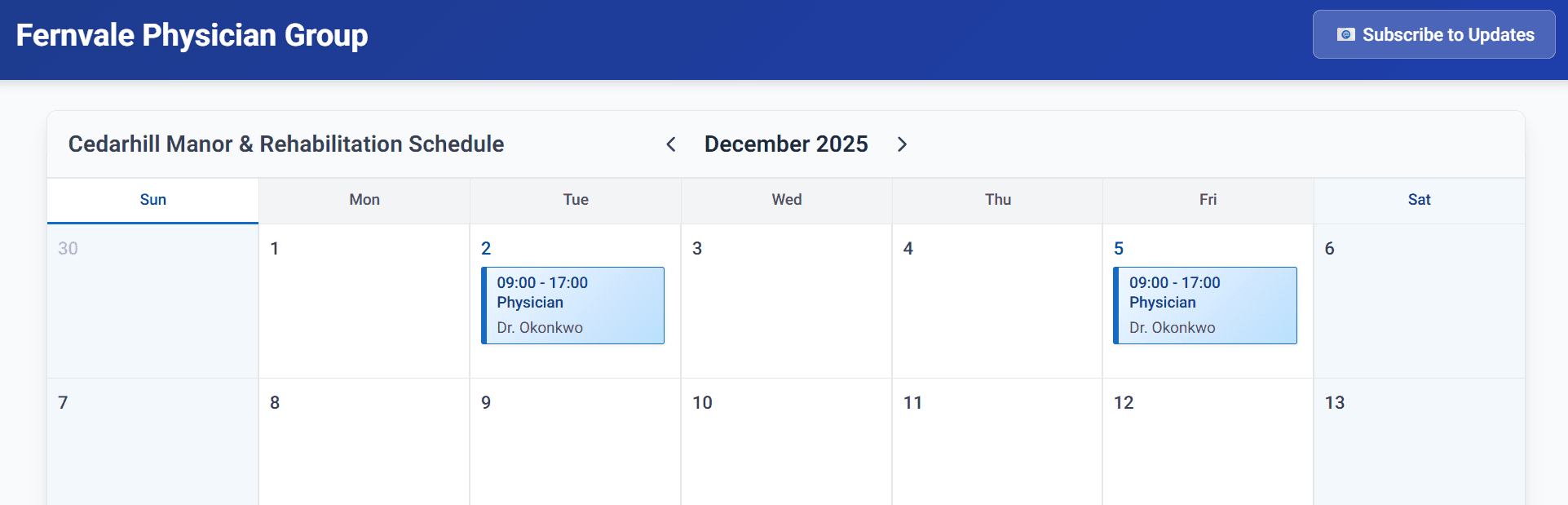 Shared calendar public view