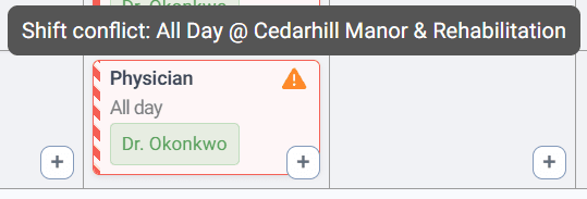 Warning tooltip