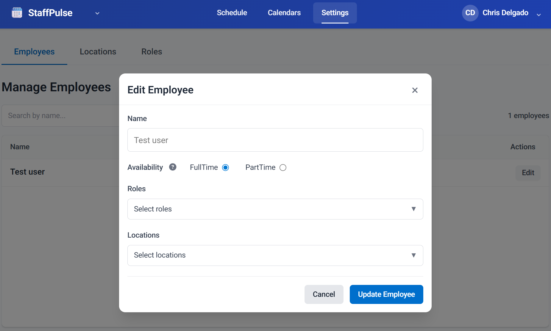 Edit Employee dialog